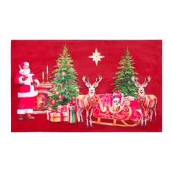 STOF Plaid E Cuscini Di Natale-Tappeto natalizio antiscivolo (45 x 75 cm) Vigilia di Natale