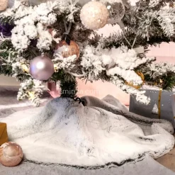 Feeric Lights & Christmas Accessori Per Albero Di Natale-Tappeto per albero rotondo Ecopelliccia grigia