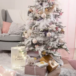 Feeric Lights & Christmas Accessori Per Albero Di Natale-Tappeto per albero rotondo Ecopelliccia grigia