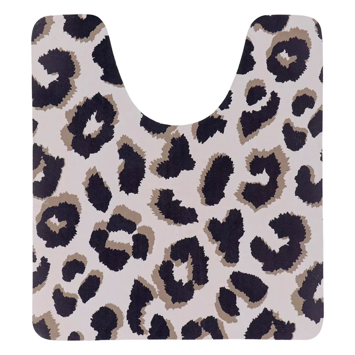 Tappeto per wc antiscivolo con sagoma leopardata (45 x 50 cm) Serengeti Nero e Bianco