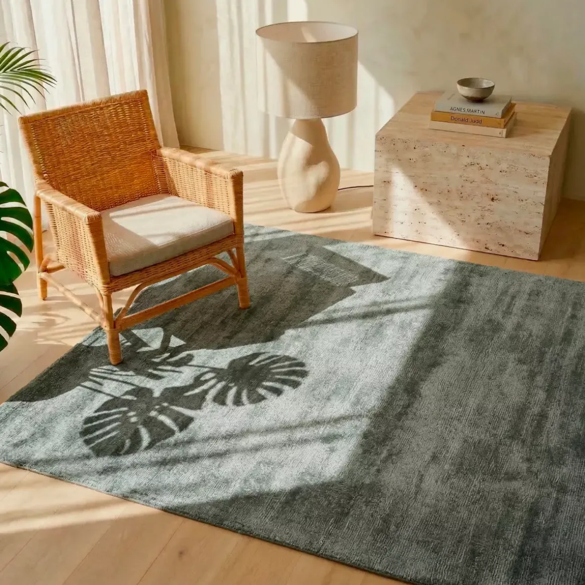 Tappeto rettangolare da soggiorno tessuto (140 x 200 cm) Antico Grigio