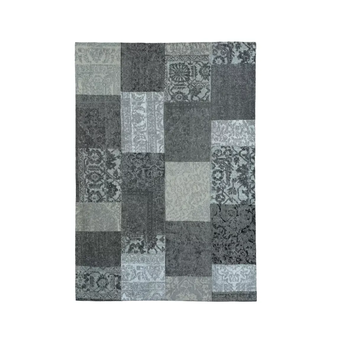 Tappeto rettangolare jacquard per soggiorno (140 x 200 cm) Rishi Nero e grigio