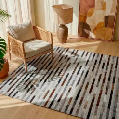 Tappeto rettangolare per soggiorno in lana jacquard (160 x 230 cm) Sanjay Grigio