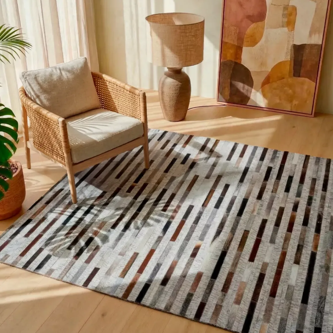 Tappeto rettangolare per soggiorno in lana jacquard (160 x 230 cm) Sanjay Grigio