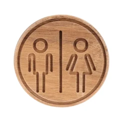 TENDANCE Accessori Water-Targa porta WC Uomo / Donna adesiva in acacia Easy chic rotonda