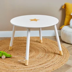 EMINZA Mobili Bambini-Tavolino bambino legno (H44 cm) Stars Bianca