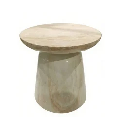 EMINZA Tavolini Da Salotto|Tavolini-Tavolino basso rotondo in magnesio ossidato effetto (H40 cm) Prisma Effetto