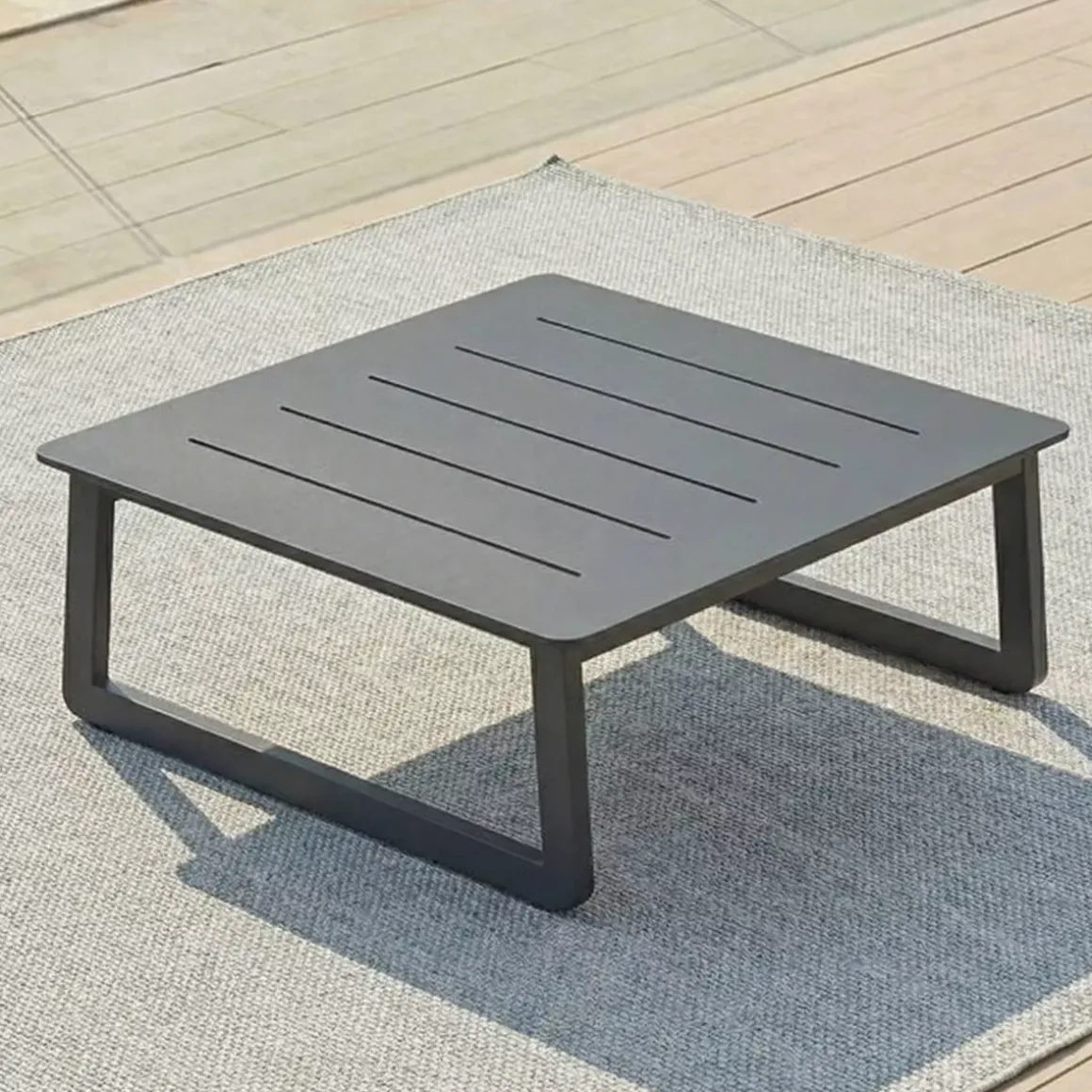 Tavolino da giardino quadrato in alluminio (70 x 70 cm) Long Beach Grigio antracite