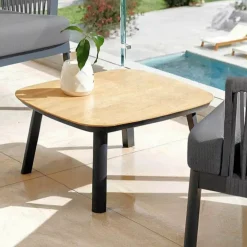 Tavolino da giardino quadrato in alluminio Amalfi Grigio antracite