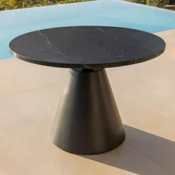 Tavolino da giardino rotondo in ceramica (D60 cm) Riviera Grigio antracite