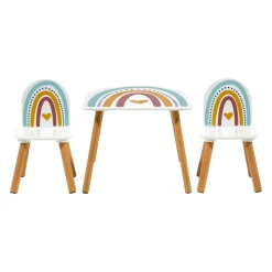 OSTARIA Mobili Bambini-Tavolino e 2 sedie bambini legno Arcobaleno