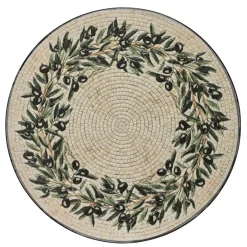 Tavolino rotondo in mosaico (H46 x D39 cm) Atene Beige