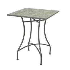 Tavolo bistro quadrato fisso in mosaico (58 x 58 cm) Aveiro Grigio e verde oliva