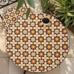 Tavolo bistro rotondo pieghevole in mosaico (D58 cm) Madrid Marrone