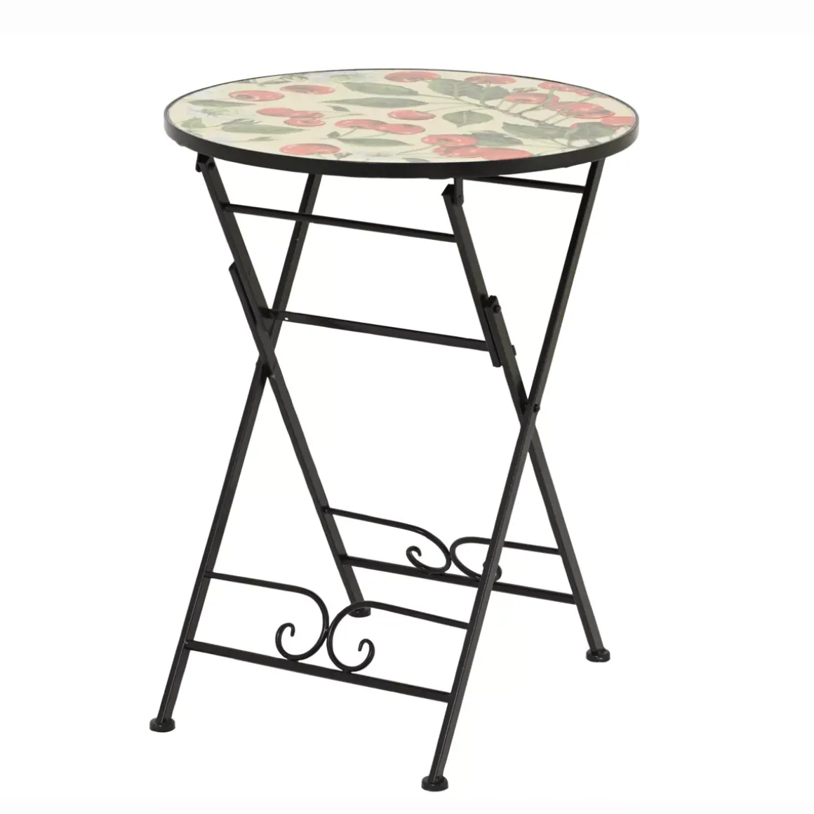 Tavolo bistro rotondo pieghevole in mosaico (D58 cm) Monaco Rosso