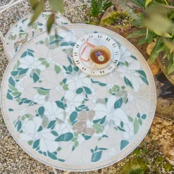Tavolo bistrot rotondo pieghevole in mosaico Genève Crema