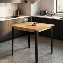 Tavoli Da Pranzo-Tavolo da bar quadrato in rovere massiccio (H90 cm) Bristol