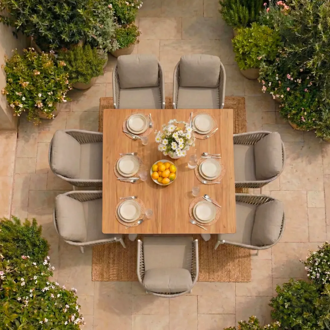 Tavolo da giardino alluminio 8 posti (136 x 136 cm) Amalfi Bianco
