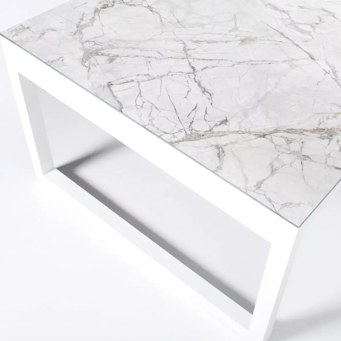 Tavolo da giardino alluminio e ceramica 12 posti (260 x 120 cm) Kore Bianco effetto marmo