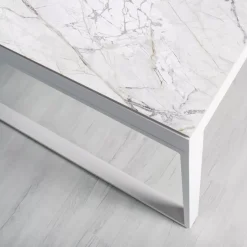 Tavolo da giardino alluminio e ceramica 12 posti (260 x 120 cm) Kore Bianco effetto marmo