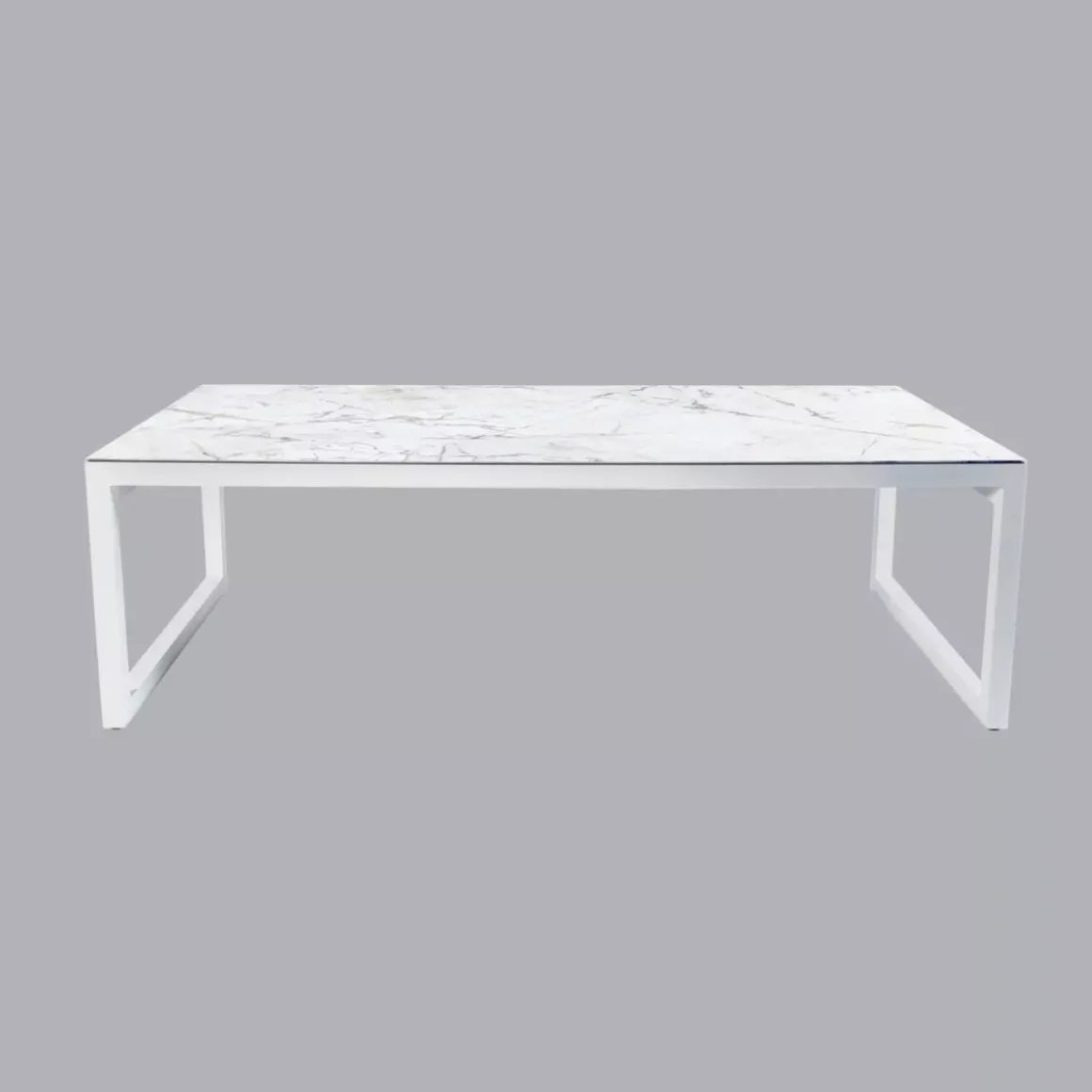 Tavolo da giardino alluminio e ceramica 12 posti (260 x 120 cm) Kore Bianco effetto marmo