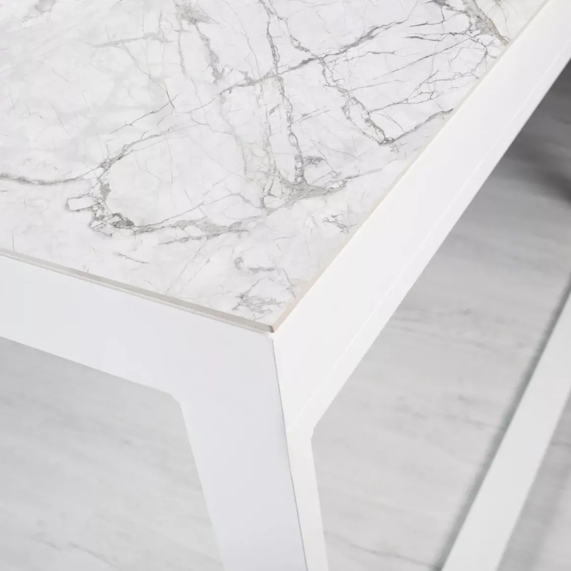 Tavolo da giardino alluminio e ceramica 12 posti (260 x 120 cm) Kore Bianco effetto marmo