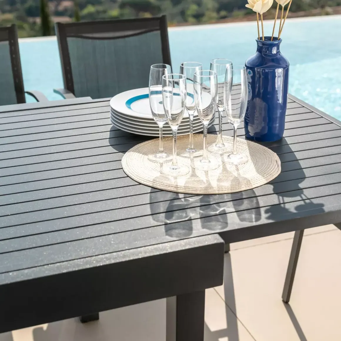 Tavolo da giardino allungabile alluminio 12 posti (200/320 x 100 cm) Murano Grigio antracite