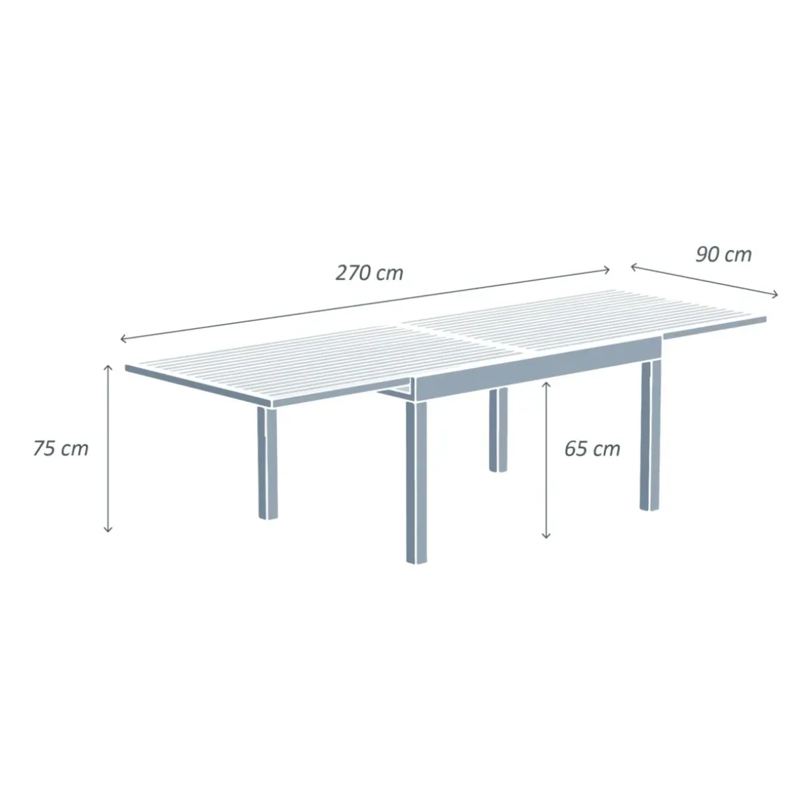 Tavolo da giardino allungabile alluminio 10 posti (135/270 x 90 cm) Murano Bianco