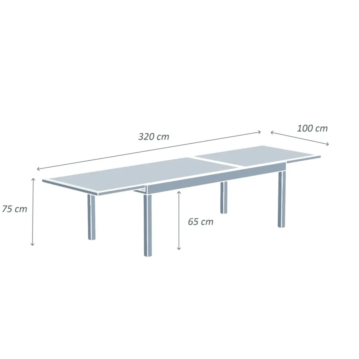 Tavolo da giardino allungabile in vetro 12 posti (200/320 x 100 cm) Murano Grigio antracite