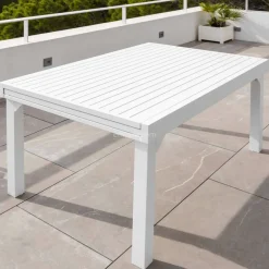 Tavolo da giardino allungabile alluminio 12 posti (200/320 x 100 cm) Murano Bianco