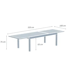 Tavolo da giardino allungabile in vetro 12 posti (200/320 x 100 cm) Murano Blu petrolio