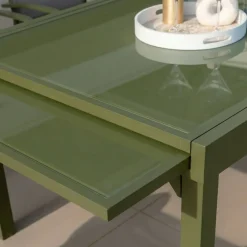 Tavolo da giardino allungabile in vetro 12 posti (200/320 x 100 cm) Murano Verde rosmarino