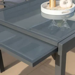 Tavolo da giardino allungabile in vetro 10 posti (135/270 x 90 cm) Murano Antracite