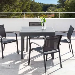 Tavolo da giardino allungabile alluminio 8 posti (90/180 x 90 cm) Murano Grigio antracite