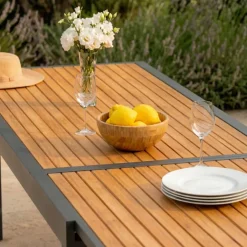 Tavolo da giardino allungabile 12 posti Alluminio effetto legno Murano (320 x 100 cm) Grigio antracite