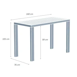 Tavolo da giardino alto in alluminio 6 posti (160 x H105 cm) Murano Grigio antracite