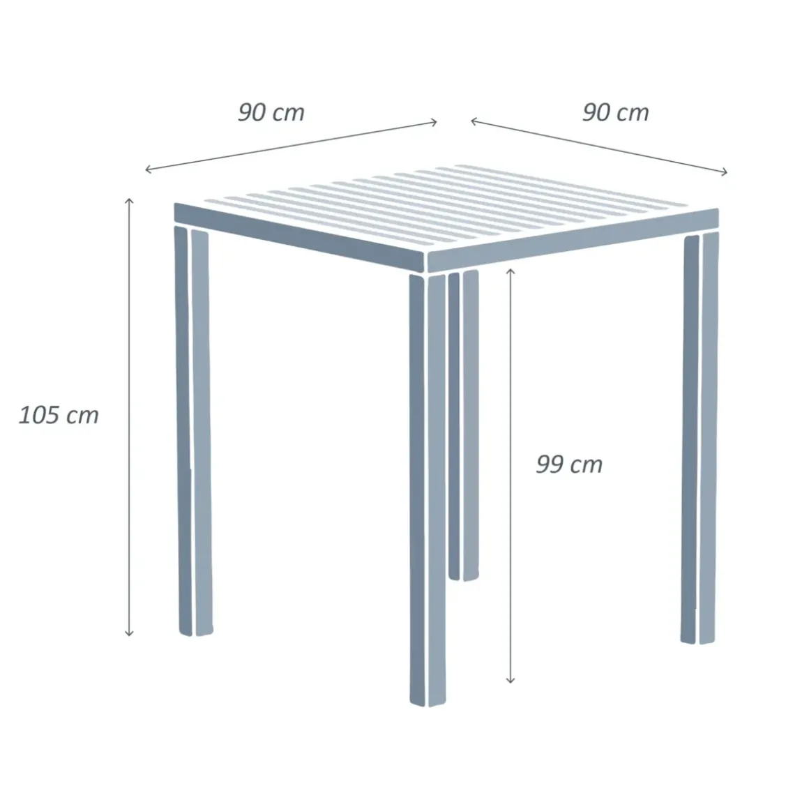 Tavolo da giardino alto quadrato alluminio 4 posti (90 x H105 cm) Murano Bianco