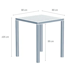 Tavolo da giardino alto quadrato alluminio 4 posti (90 x H105 cm) Murano Grigio antracite