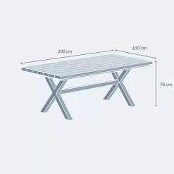 Tavolo da giardino in alluminio e legno 8 posti (200 x 100 cm) Bali Bianco