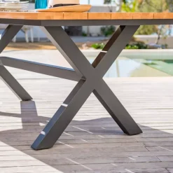 Tavolo da giardino 8 posti Alluminio/Eucalipto Bali (200 x 100 cm) Grigio antracite