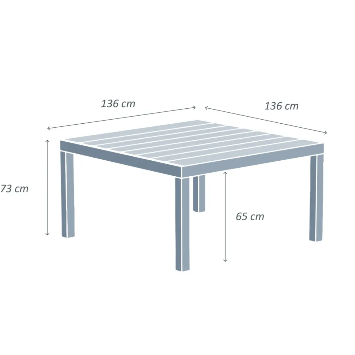 Tavolo da giardino quadrato alluminio 8 posti (136 x 136 cm) Murano Grigio antracite