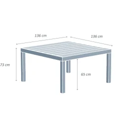 Tavolo da giardino quadrato in alluminio 8 posti (136 x 136 cm) Murano Blu petrolio