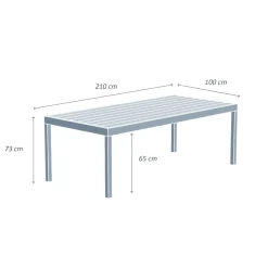 Tavolo da giardino rettangolare 8 posti Alluminio Murano (210 x 100 cm) Bianco