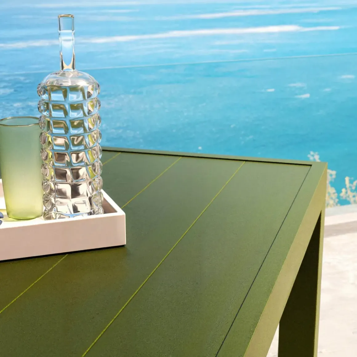 Tavolo da giardino rettangolare in alluminio 8 posti (210 x 100 cm) Murano Verde oliva