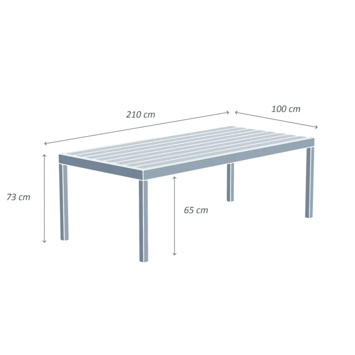 Tavolo da giardino rettangolare in alluminio per 8 persone (210 x 100 cm) Murano Bronzo