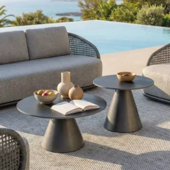 Tavolo da giardino rotondo in ceramica (D81 cm) Riviera Grigio antracite