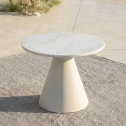 Tavolo da giardino rotondo in ceramica (D60 cm) Riviera Beige
