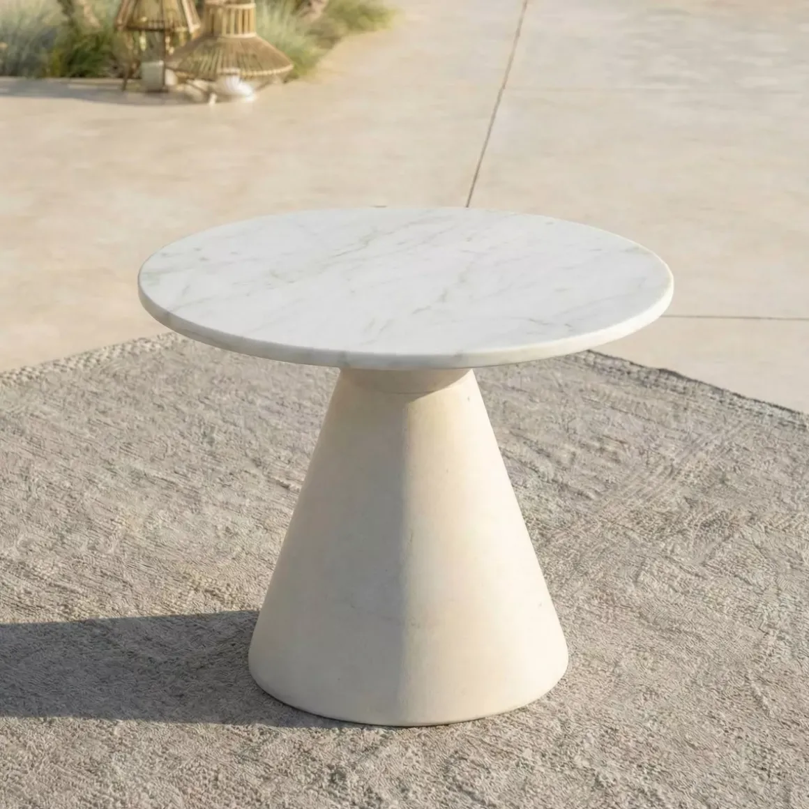 Tavolo da giardino rotondo in ceramica (D60 cm) Riviera Beige