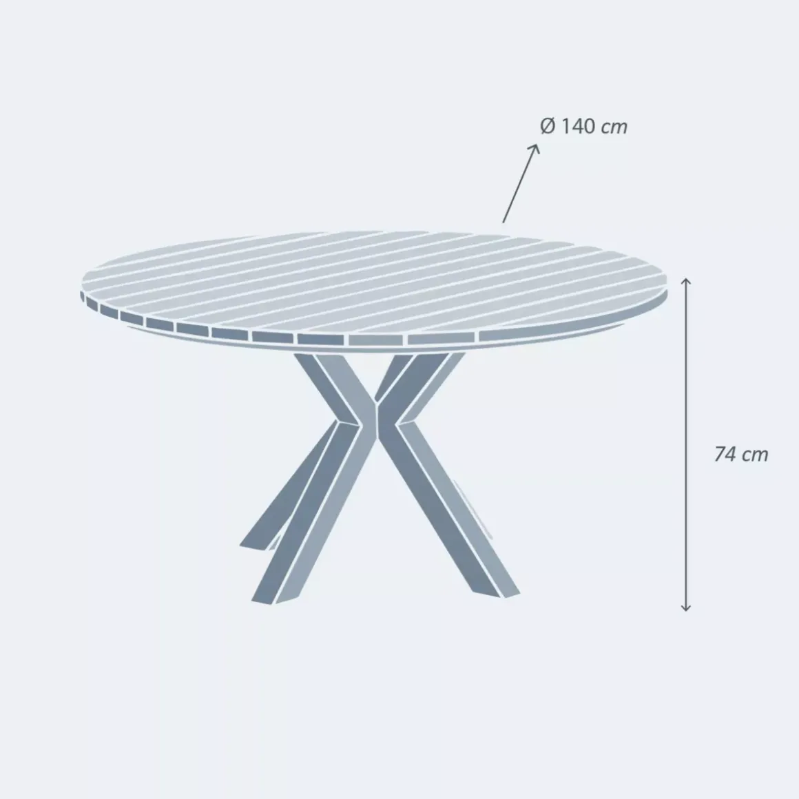 Tavolo da giardino rotondo 6 posti Alluminio/Teck (Ø140 cm) Bali Bianco