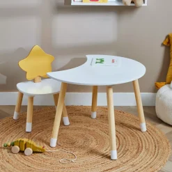 EMINZA Mobili Bambini-Tavolo e 1 sedia bambino legno (H44 cm) Stars